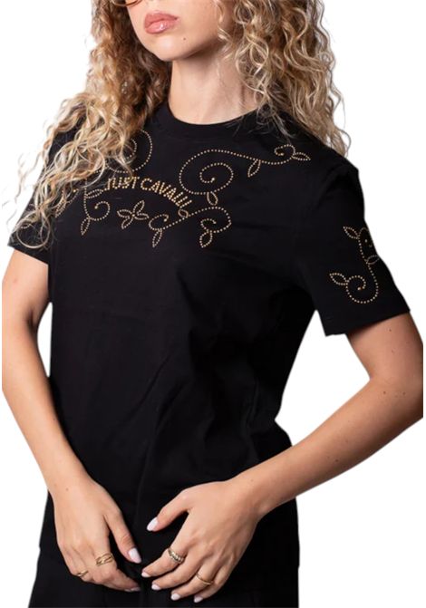T-Shirt con logo e borchie JUST CAVALLI | T-shirt | 79PAHE17 CJ110G89